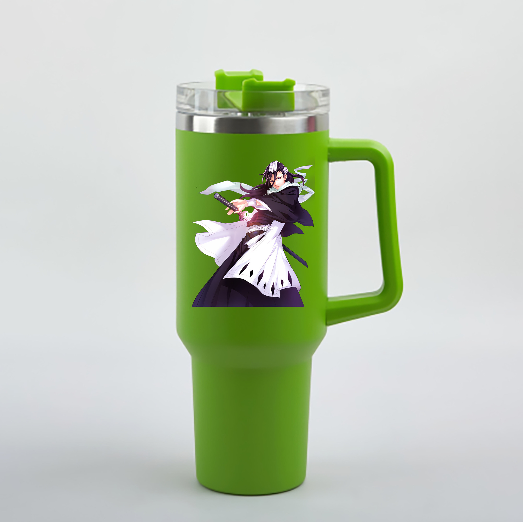 （画像用） ブリーチ くちき びゃくや BLEACH Kuchiki Byakuya 1200mL車用タンブラー - クリスタルステッカー（プラスチックストロー付き）